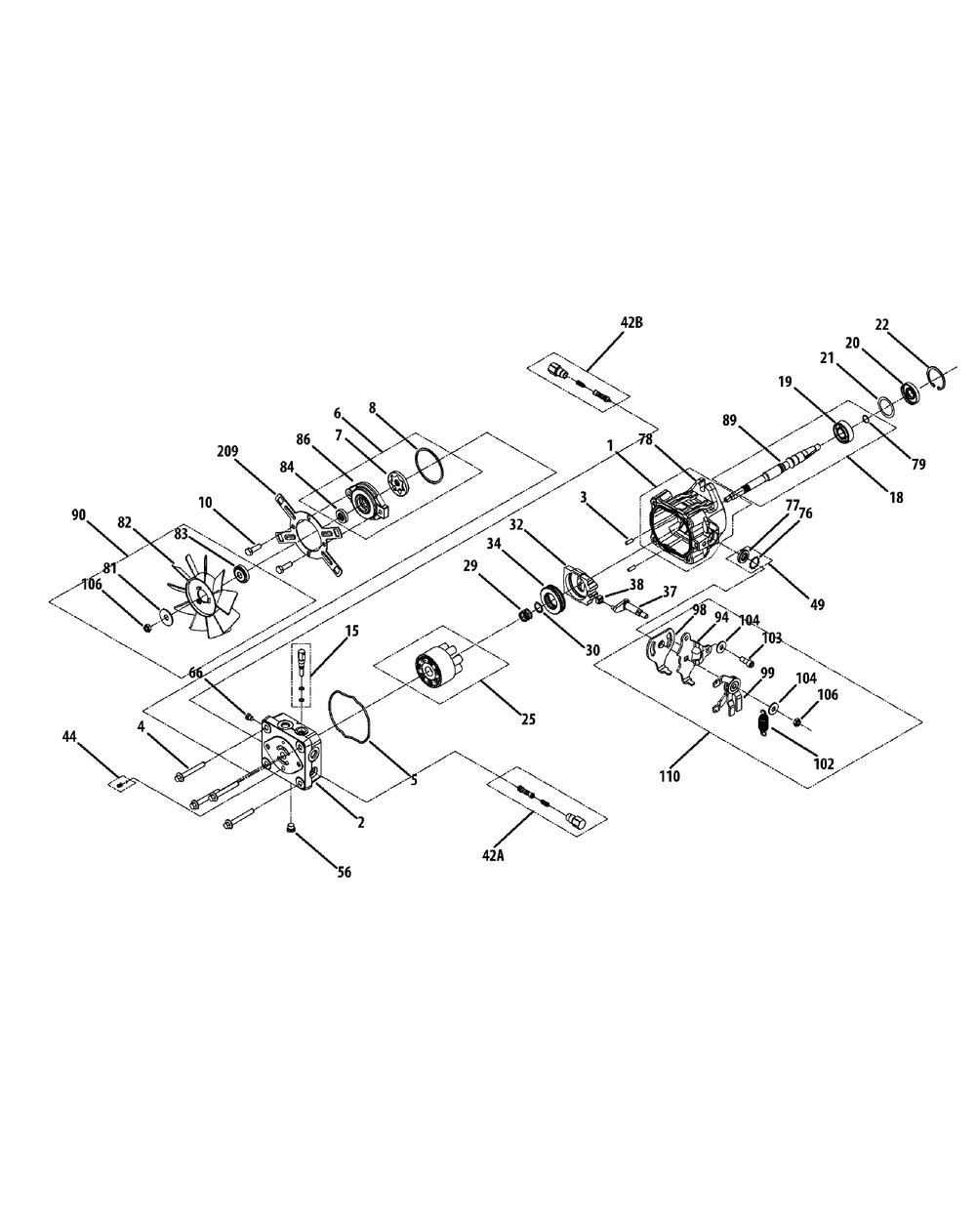 Hydraulic Pump Right Hand Diagram and Parts List for M60-KH (53CH8CT6050-27HP)(2011) Cub Cadet Lawn Tractor